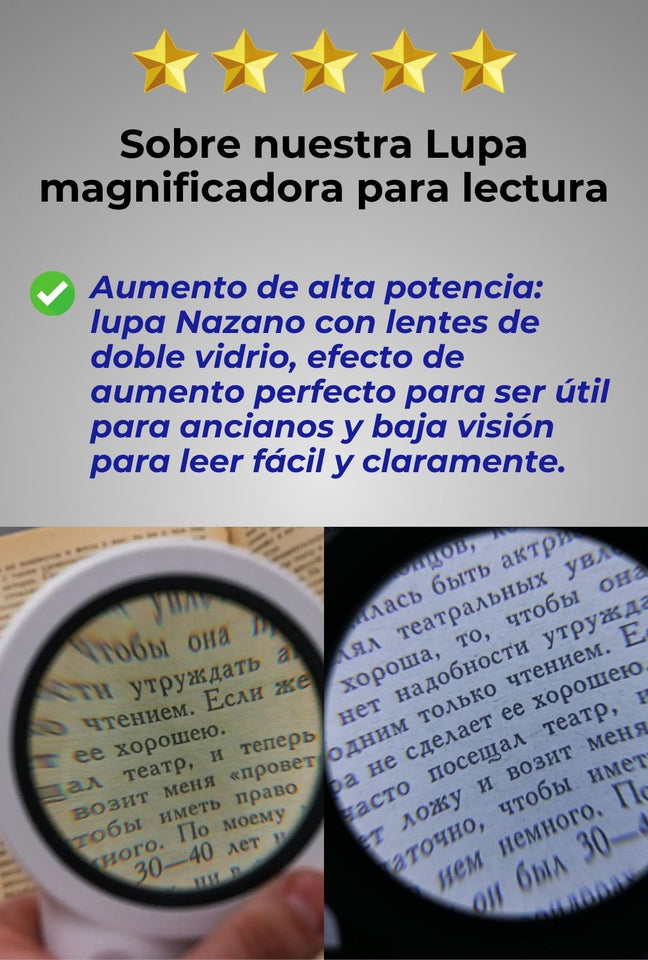 Lupa de Lectura Nocturna con Luz LED – Aumento 4X, Lectura Clara y Cómoda en la Oscuridad